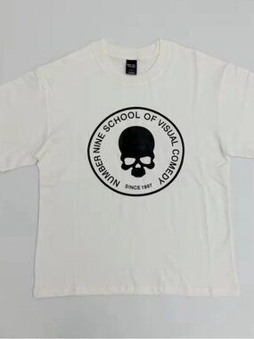 Number nine school of visual comedy white T-shirt